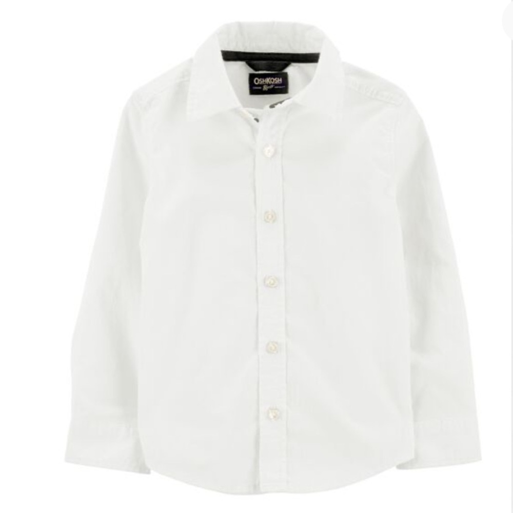 OshKosh White Collared Button Down Long Sleeve Shirt, 2T